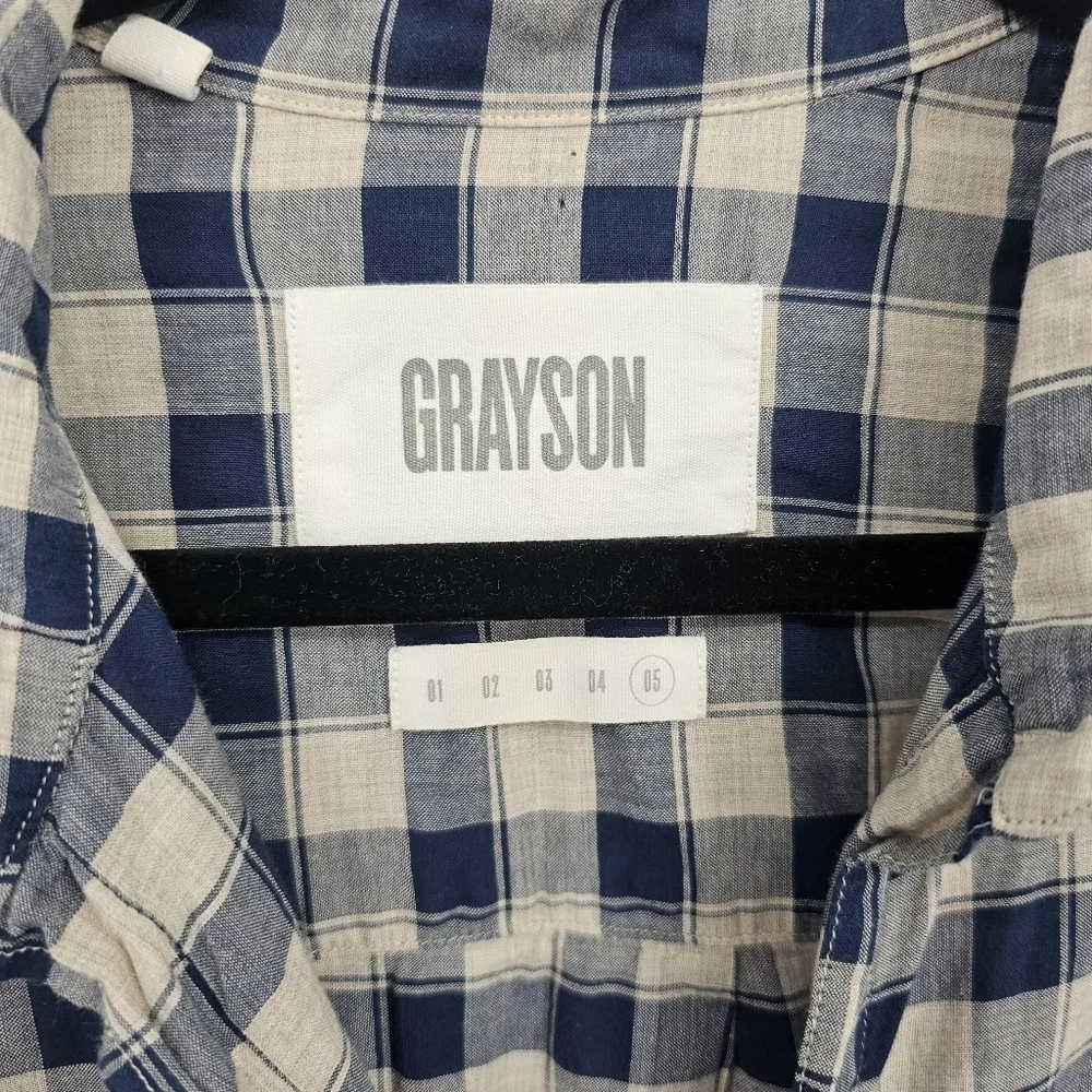 Grayson Hero Button-Up Shirt Size 5 XL • Navy Plaid Cotton Poplin Top